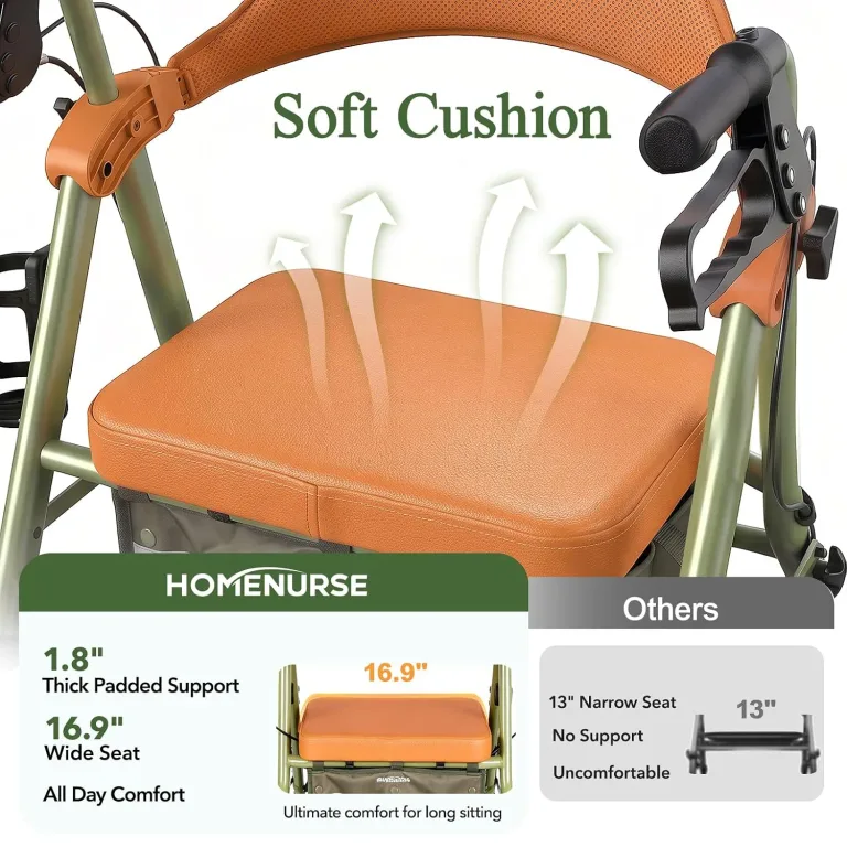 HOMENURSE WonderLUX Series Walkers for Seniors with Seat Lightweight, photo 3