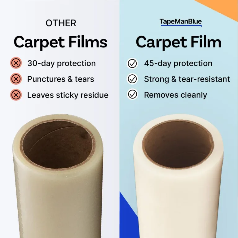 TapeManBlue Carpet Protection Film 24" x 200' roll, Self Adhesive Plastic Carpet Protector Film with Clean Removal & Easy Unwind, Durable Protection Tape to Shield Your Surface from Dirt and Spills, photo 3