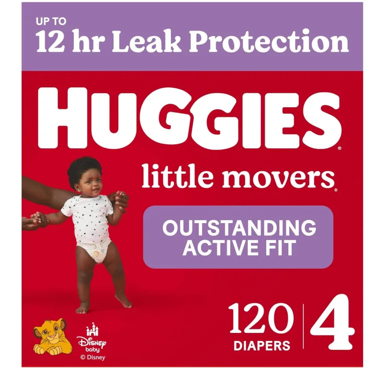 Huggies Size 4 Diapers, Little Movers Baby Diapers, Size 4 (22-37 lbs), 120 Count, Packaging May Vary, photo 6