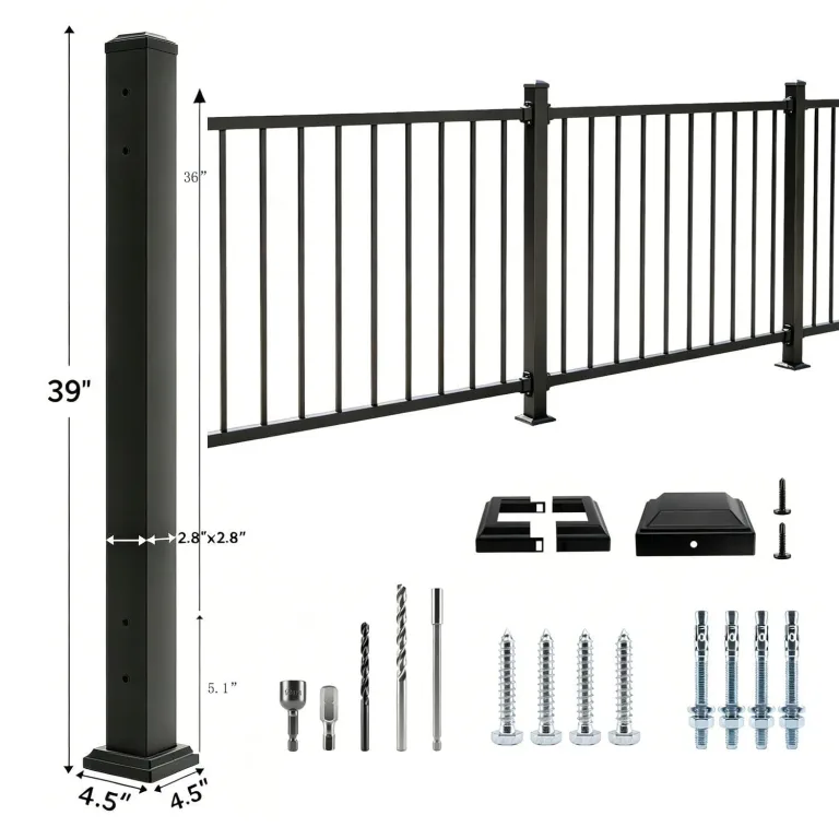 Porch and Deck Railing Post with Screw, 2.8 x 2.8 x 39 in Heavy Duty Powder Coated Rust Proof Middle Connection of Railings Deck Post for Outdoor Decks, Stair, Balconies, Porches, Fencing, photo 2