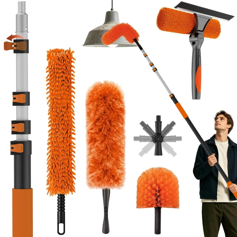 25FT Reach High Ceiling Duster Kits with 5-20FT Adjustable Pole - Includes Extra Long Duster, High Ceiling Duster, Rotatable Window Squeegee & Cobweb Duster for Ceiling Fans and Whole House Cleaning, photo 1