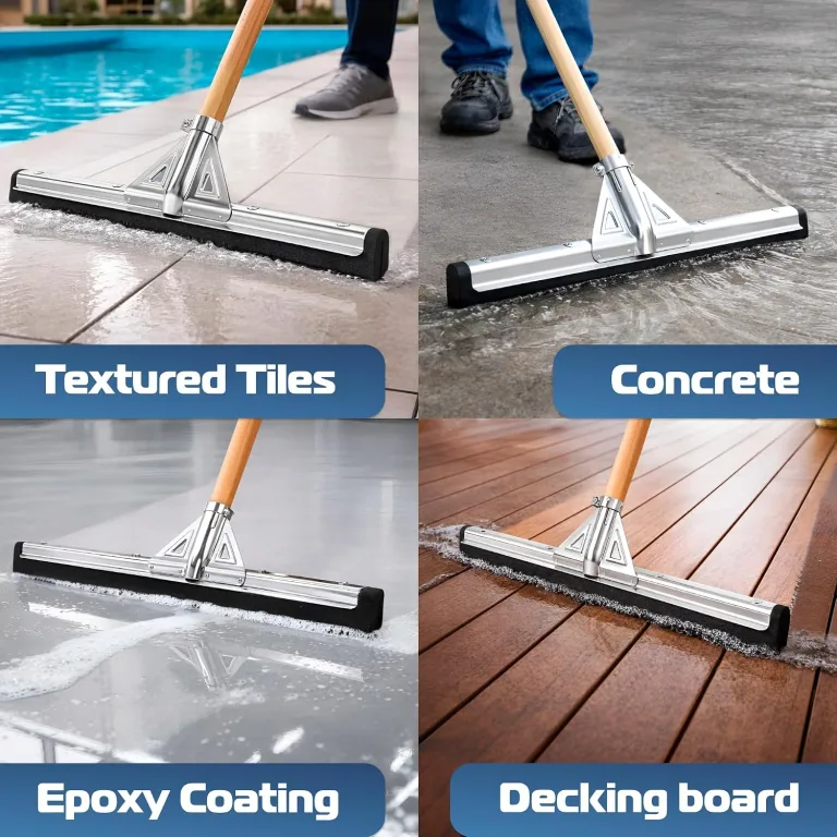 DSV Standard Heavy-Duty Floor Squeegee 22’’, Double Foam Rubber Blade Garage Squeegee, Taper Pole Connection - Handle Sold Separately for Tiles, Concrete and Asphalt, photo 5