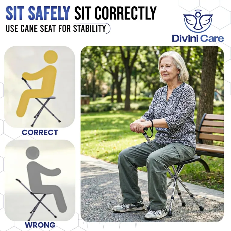 Cane with Seat Folding, Adjustable Walking Cane Chair, Anti-Slip Walking Stick Seat, photo 5