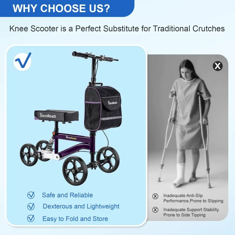 BlessReach Knee Scooter for Adults for Foot Injuries, 13" Cozy Knee Pad, photo 4