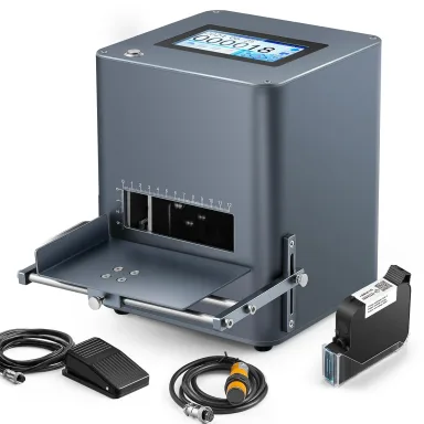 Inkjet Coding Printer Machine 1 INCH Print Height, Desktop Integrated Inkjet Coder for Flat and Curved Surface, with 5-Inch Touch Screen Date Time Barcode QR Code Number Picture