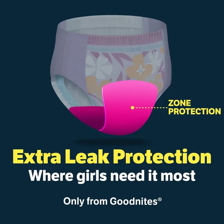 Goodnites Girls' Nighttime Bedwetting Underwear, Size Extra Large (95-120 lbs), 63 Ct (3 Packs of 21), Packaging May Vary, photo 5
