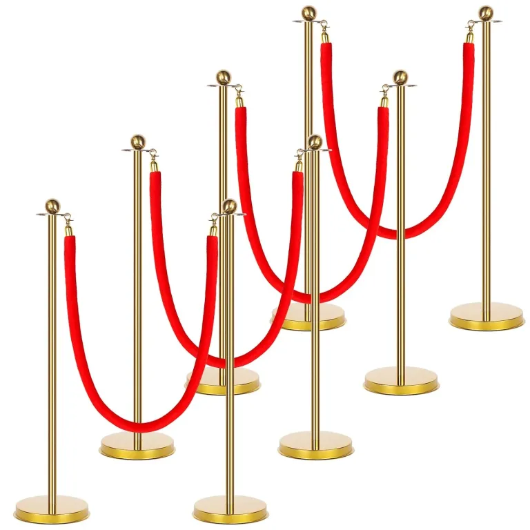 Woanger 8 Set Red Carpet Party Decorations 27.5 inch Lightweight Posts and Velvet Ropes for Red Carpet Night Movie Night Party Christmas Wedding Decoration, photo 1