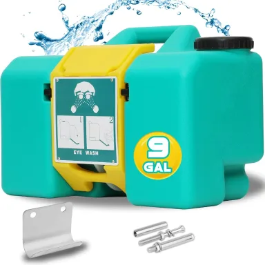 Magula 9 Gallon Portable Eye Wash Station OSHA-Approved,Wall Mounted Emergency Eyewash Station with Dual Spray,Ansi Certified First Aid Eye Wash Units,15 Minutes Eye Washing Station