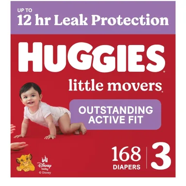 Huggies Little Movers Diapers Size 3, 168 Count (6 Packs of 28)