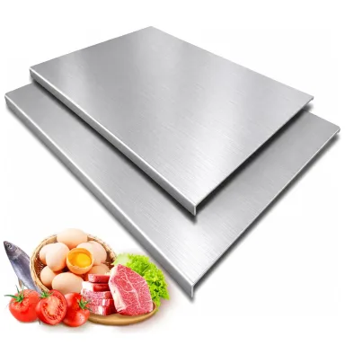 2PCS Large Stainless Steel Cutting Boards with Lip, Kneading Cutting Board Mats, Metal Cutting Board for Meat, Fruits, Vegetables, Bread, Baking, Non Adhesive (19.75" x 15.75", 15.75" x 11.5")
