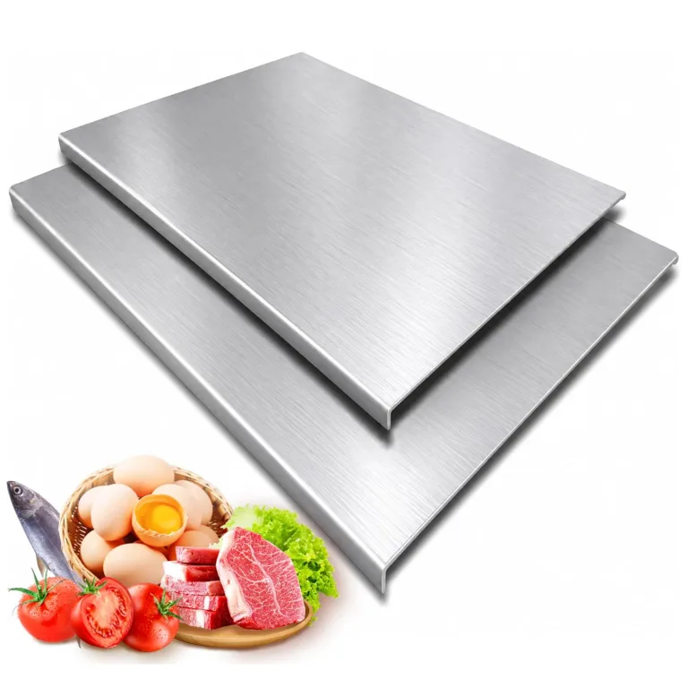 2PCS Large Stainless Steel Cutting Boards with Lip, Kneading Cutting Board Mats, Metal Cutting Board for Meat, Fruits, Vegetables, Bread, Baking, Non Adhesive (19.75" x 15.75", 15.75" x 11.5"), photo 1