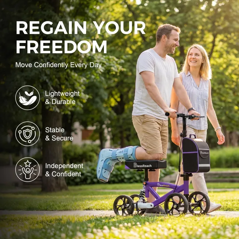 BlessReach Knee Scooter for Adults for Foot Injuries, Dual Braking System, photo 2