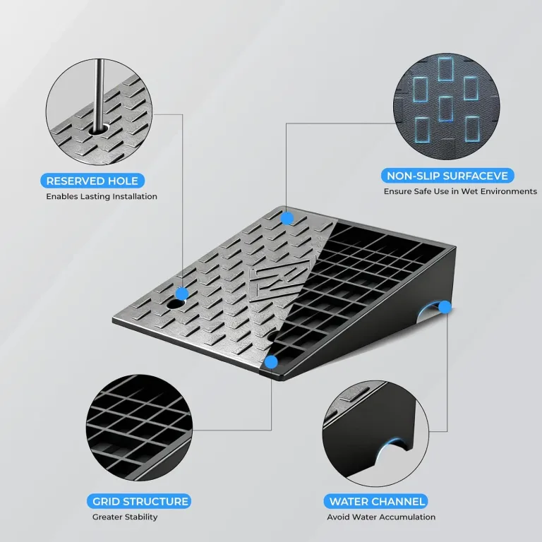 Rubber Threshold Ramp, 3.5" Rise Wheelchair Ramp Doorway, 7000Lbs Load Capacity, Non-Slip Surface Rubber Curb Ramp for Wheelchair and Scooter, 2 Pack(3.5" Height) (3.5" Rise), photo 2