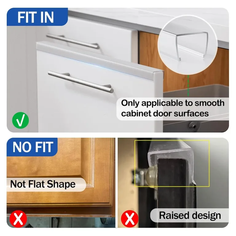 Cabinet Protector Edge Guard (Pack of 6), 24" Clear PVC Cabinet Edge Protectors for 3/4" Thick Kitchen Cabinets Doors – Slip-On No-Tool Sliding Installation, photo 3