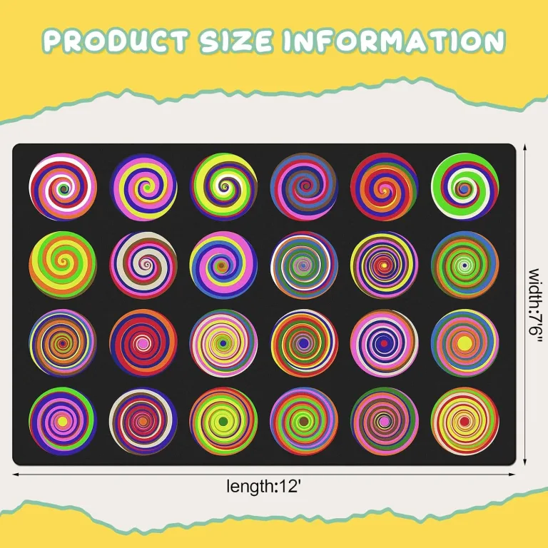 FuWeave 7'6" x 12' Colorful Rings Classroom Rug Children's Area Rug for Kids Circle Classroom Large Seating Carpet Play Carpet for Teaching Playing Learning Reading, Seats 24, Black, photo 3