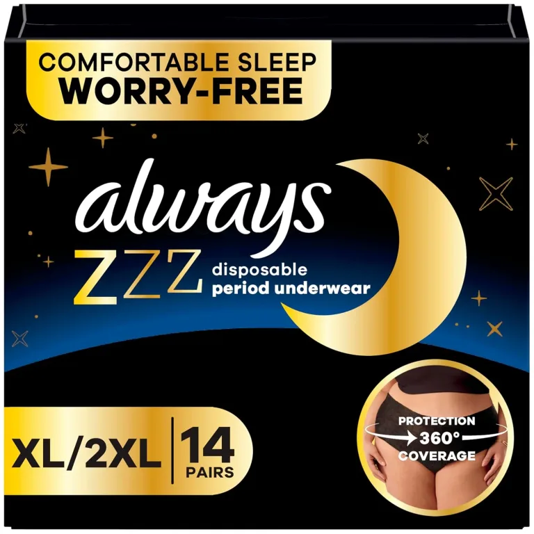 Always ZZZ Overnight Disposable Period Underwear for Women Extra Large/2LX, 360° Coverage for Worry-Free Nights, 14 Count (2 Packs of 7), photo 1