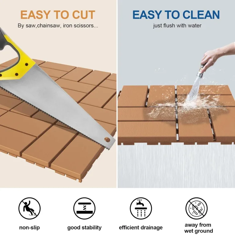 Goovilla Plastic Interlocking Deck Tiles, 36 Pack 12"x12", Khaki, photo 4