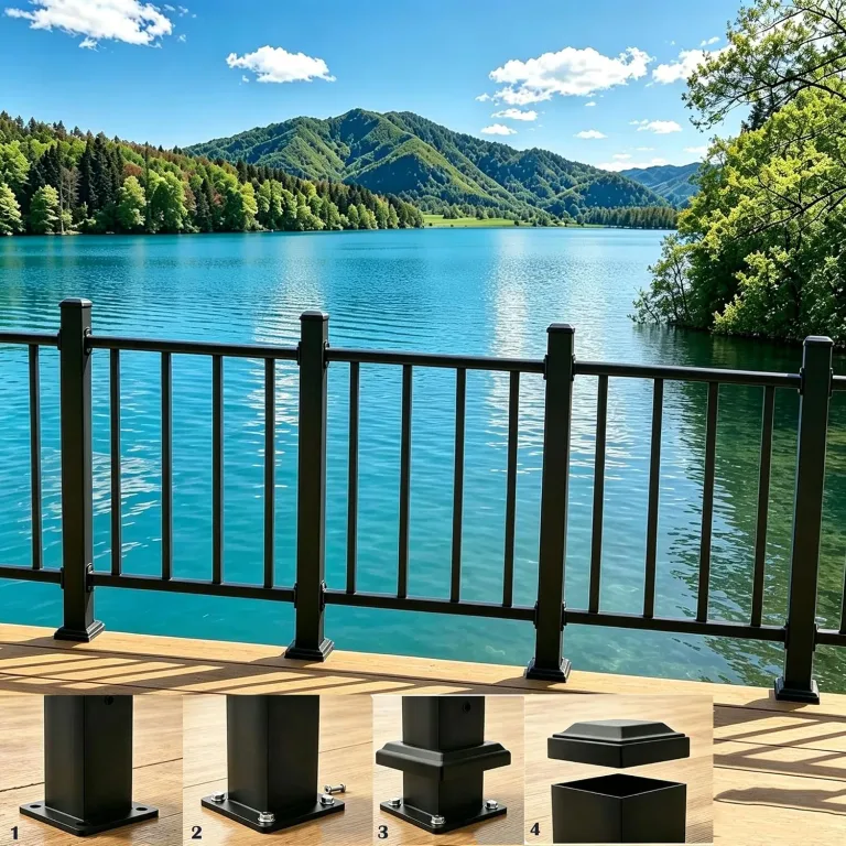 Porch and Deck Railing Post with Screw, 2.8 x 2.8 x 39 in Heavy Duty Powder Coated Rust Proof Middle Connection of Railings Deck Post for Outdoor Decks, Stair, Balconies, Porches, Fencing, photo 5