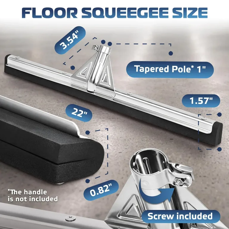 DSV Standard Heavy-Duty Floor Squeegee 22’’, Double Foam Rubber Blade Garage Squeegee, Taper Pole Connection - Handle Sold Separately for Tiles, Concrete and Asphalt, photo 2