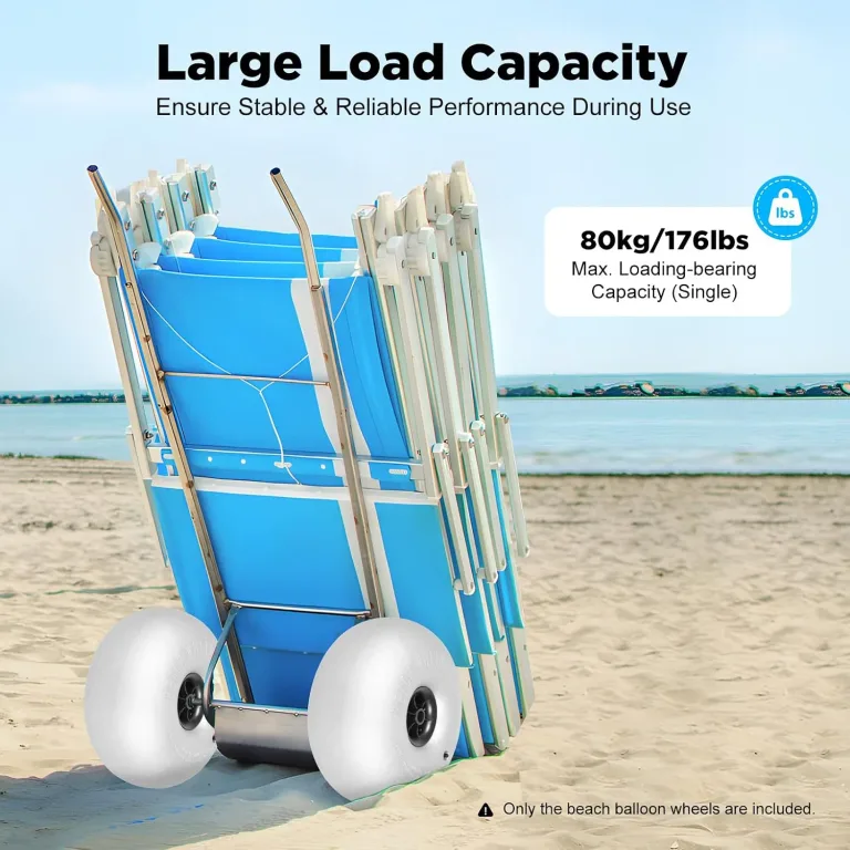 2 Pack Replacement Beach Sand Tires,16" Balloon Wheels with 1.02-inch Diameter,Beach Inflatable Fishing Cart Rolling Walker Wheels for Beach Trips Camping Gardening, photo 4