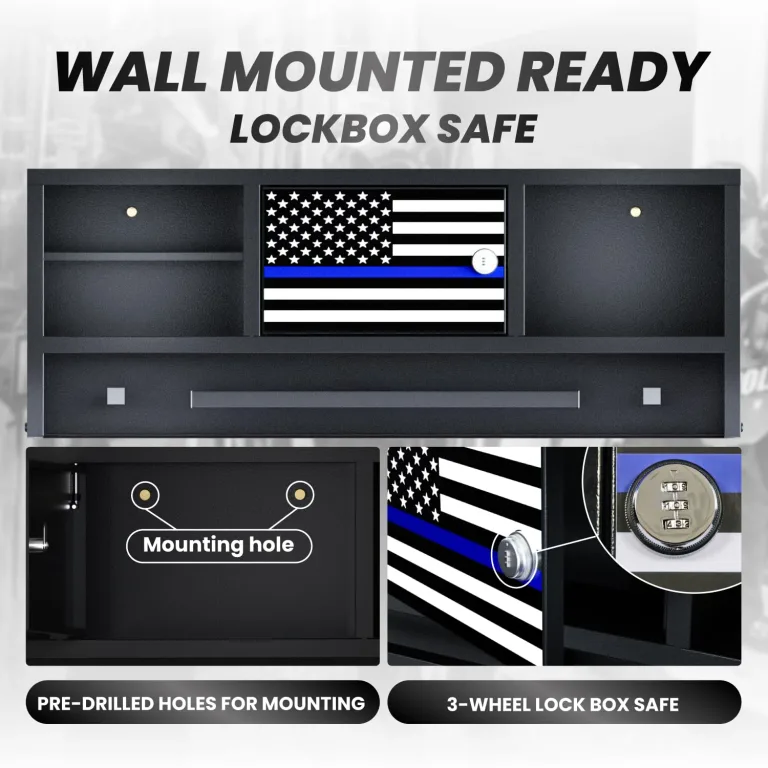 Police Gear Rack, Wall Mounted Police Hanger with Hooks, Tactical Duty Gear Rack with Password Lock Safe, Black Body Armor Stand for Police, Law Enforcement, Academy Graduation Gift, photo 4