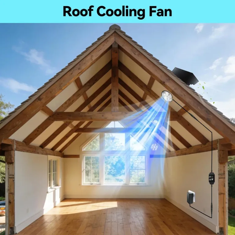 10 Inch Roof Exhaust Attic Fan,Wall Mounted Attic Vent Fan with Speed Controller for Greenhouse, Shed, Garage, Chicken Coop, Shop, Barn Ventilation,2500 CFM, Plug-and-Play, 16.5ft Power Cord, Black, photo 4