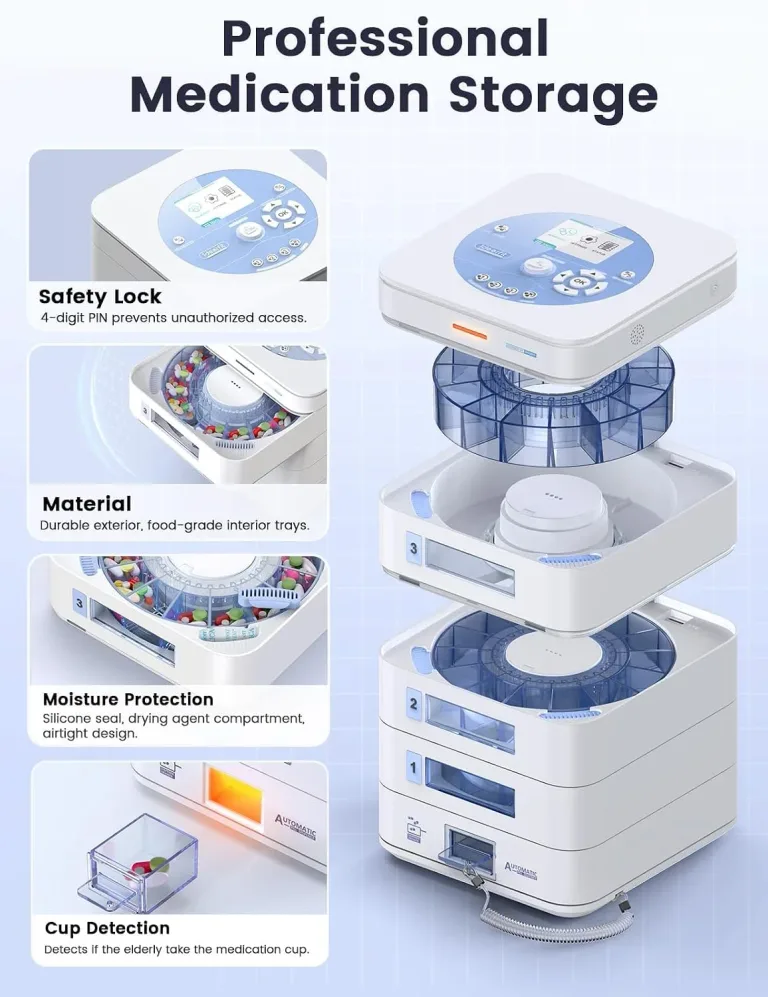 28-Day(1X) Automatic Pill Dispenser (Expandable Tray) – App & On-Device Setup by Family, LCD Display, Digital Lock, Sound & Light Alerts- Safe Medication Organizer for Dementia Seniors(2-Tray, White) Pill Dispenser-2-Tray, photo 19