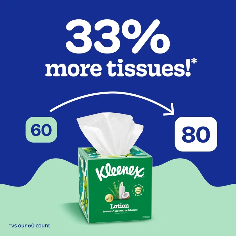Kleenex Lotion Facial Tissues, 8 Cube Boxes, 80 Tissues per Box, photo 3