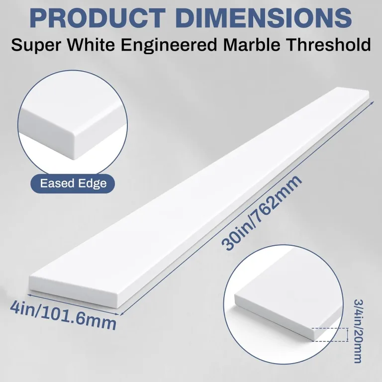 4" x 30" Super White Engineered Marble Threshold, Rigid Shower Curb & Vanity Backsplash for Tile Transitions, Window Sill, Fixed Size Easy to Cut, photo 2