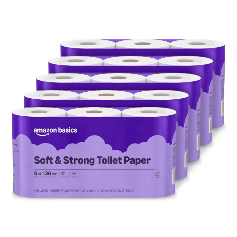 Amazon Basics Soft and Strong 2-Ply Toilet Paper, 30 Ultra Rolls = 120 Regular Rolls, Unscented, 340 Sheet (5 Packs of 6), Packaging May Vary, photo 1