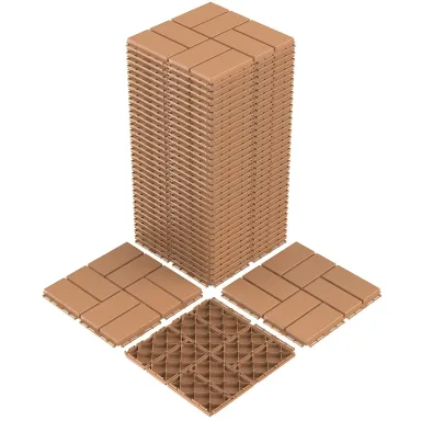 Goovilla Plastic Interlocking Deck Tiles, 36 Pack 12"x12", Khaki