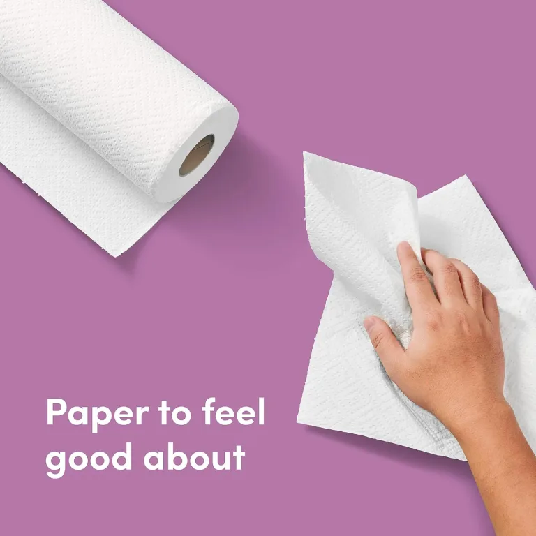 Amazon Aware Bamboo Paper Towels, 6 Rolls, 2 ply, FSC Certified, 150 Sheets, 900 Count, Plastic-Free, Multicolor, photo 5