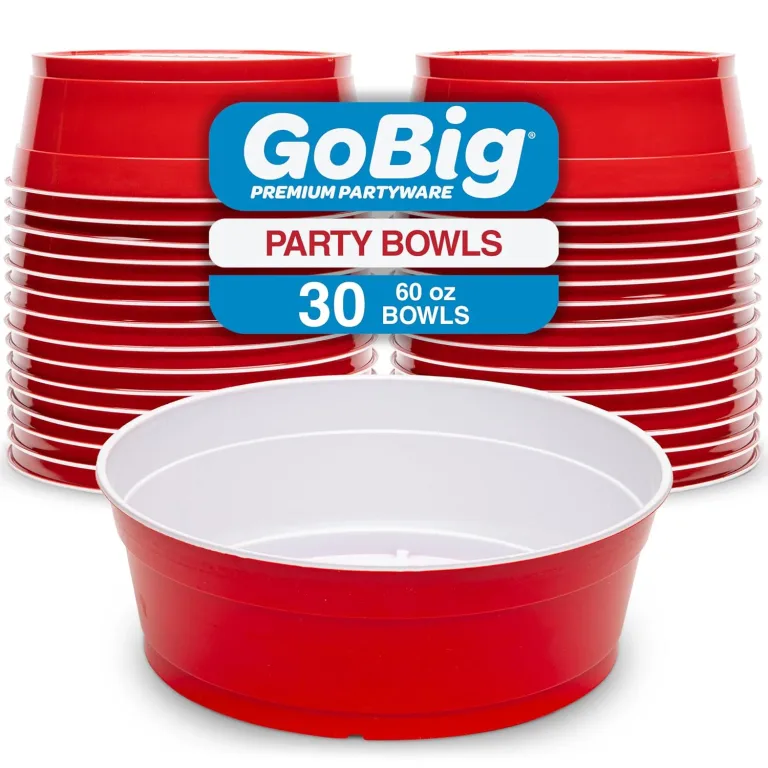 GoBig Red Party Cup Bowls - 30 Large Disposable Plastic Bowls, photo 1