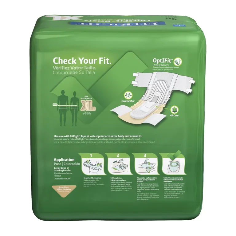 FitRight Adult Diapers, Extra Heavy Absorbency, XL (Waist Size 56in-64in), 80 Count, OptiFit Incontinence Briefs for Men and Women, Disposable, Moisture Wicking, Leak Protection,, photo 2