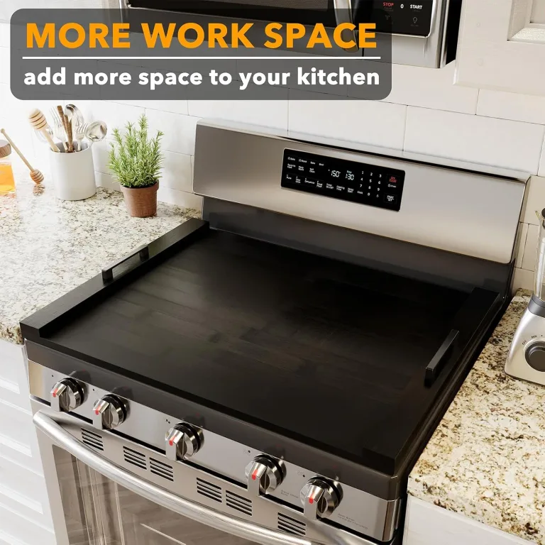 SpaceAid Noodle Board Stove Kitchen Cover with Handles, Top Covers for Gas Burners and Electric Stove, Oven Decor Accessories Wood Tray for Countertop, Black Bamboo, photo 2