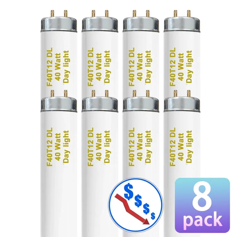 amgolibi 8-Pack 48 Inch F40T12/DL 40W 6500K Daylight Fluorescent Light Bulbs, 4ft T12 Linear Tube Lights, 2650 Lumens, G13 Bi-Pin Base, Daylight, for Workshop, Garage, Office, photo 2
