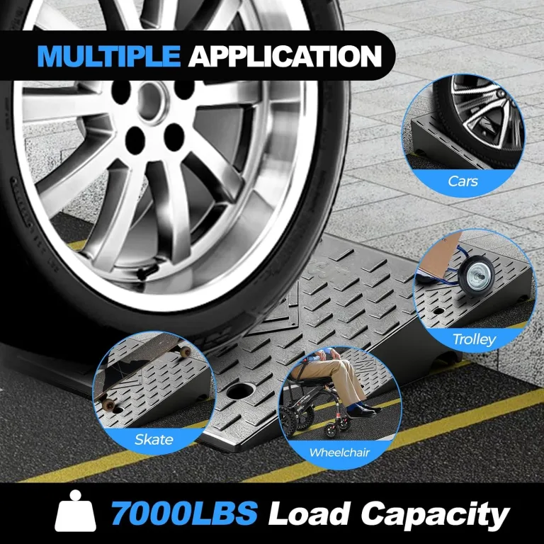 Rubber Threshold Ramp, 3.5" Rise Wheelchair Ramp Doorway, 7000Lbs Load Capacity, Non-Slip Surface Rubber Curb Ramp for Wheelchair and Scooter, 2 Pack(3.5" Height) (3.5" Rise), photo 3