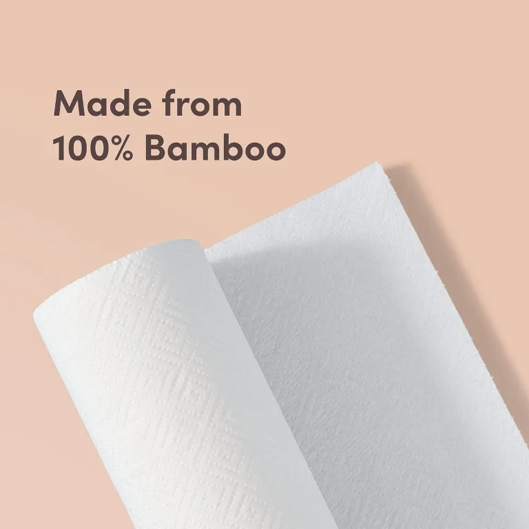 Amazon Aware Bamboo Paper Towels, 6 Rolls, 2 ply, FSC Certified, 150 Sheets, 900 Count, Plastic-Free, Multicolor, photo 2