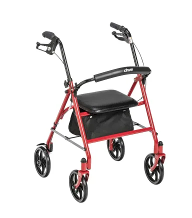 Drive Medical Rollator Walker with Seat, 7.5 Inch Wheels, Red