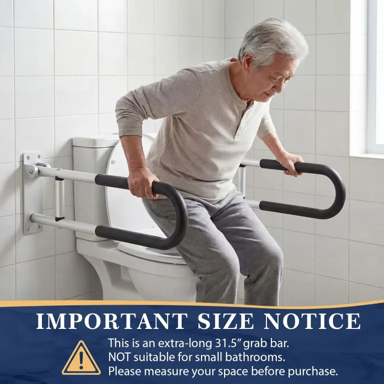 Zonon 2 Pack 23.6 Inch Handicap Grab Bars, Flip up Aluminium Alloy Toilet Safety Rails, Anti Slip with Paper Holder, Bathroom Support Rail for Elderly Disabled Pregnant (Anti-Slip Handle), photo 4