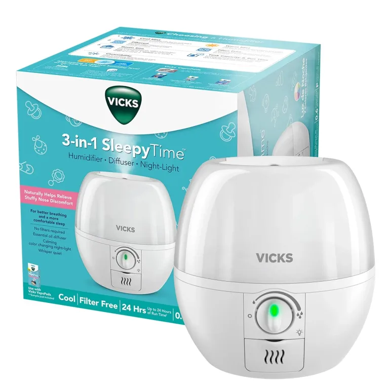 Vicks Humidifier 3-in-1 SleepyTime Cool Mist Humidifier for Nursery, White, photo 1