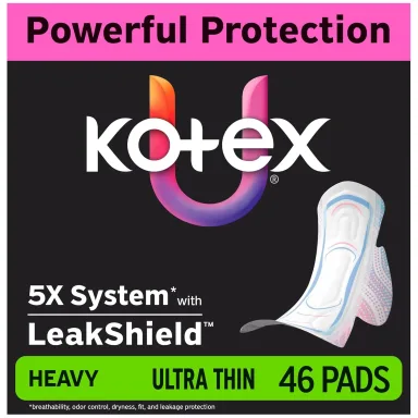 Kotex Ultra Thin Overnight Pads with Wings, Extra Heavy Absorbency, 102 Count (3 Packs of 34) (Packaging May Vary)