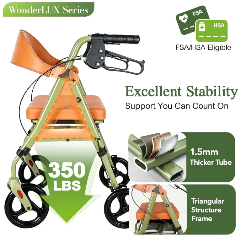 HOMENURSE WonderLUX Series Walkers for Seniors with Seat Lightweight, photo 2