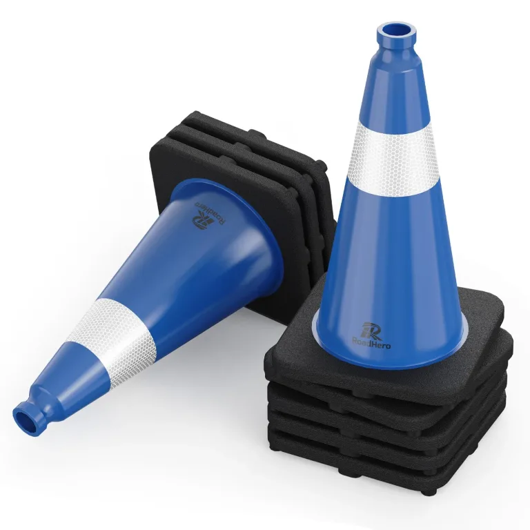 RoadHero 8 Pack 18 Inch 3 Lb Blue Traffic Cones with Heavy Black Base, photo 1
