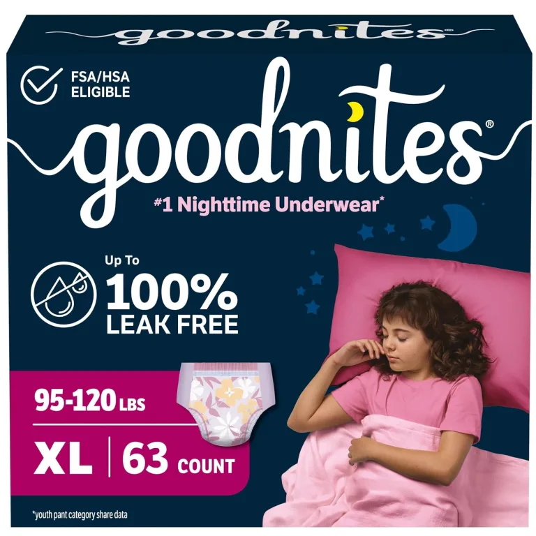 Goodnites Girls' Nighttime Bedwetting Underwear, Size Extra Large (95-120 lbs), 63 Ct (3 Packs of 21), Packaging May Vary, photo 1