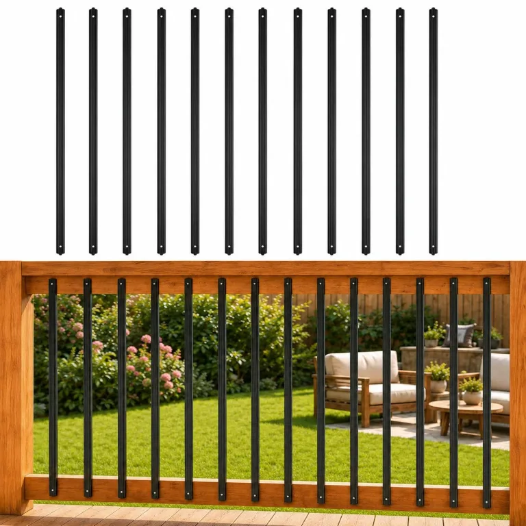 25 Pack 32.25 in Fluted Black Aluminum Deck Balusters, photo 1