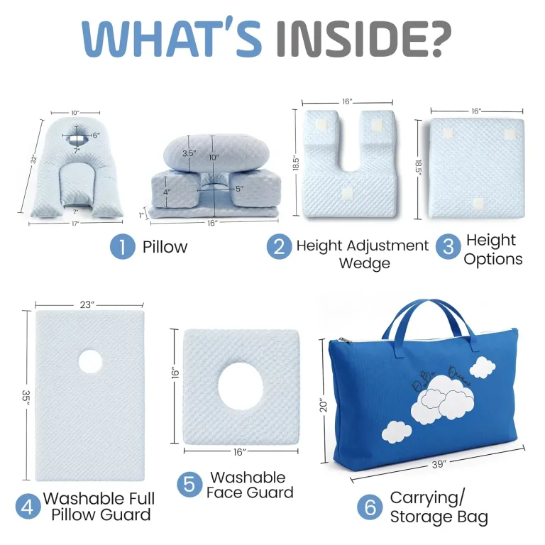 Cooling Fabric Adjustable Massage Pillow Face Down,Post Surgery Recovery: Eye/Vitrectomy/BBL,Stomach/Face Down Sleeping,3-Vent Design,Maximum Airflow,Washable Pillow Guards,Storage Bag, photo 3