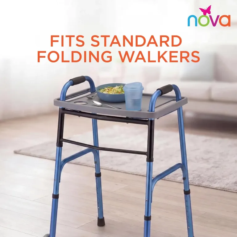 NOVA Walker Tray Table with Spill-Proof Raised Edges and Two Cup Holders and for Seniors, Standard Folding Walker Accessory, 16 x 23 Inch, photo 3