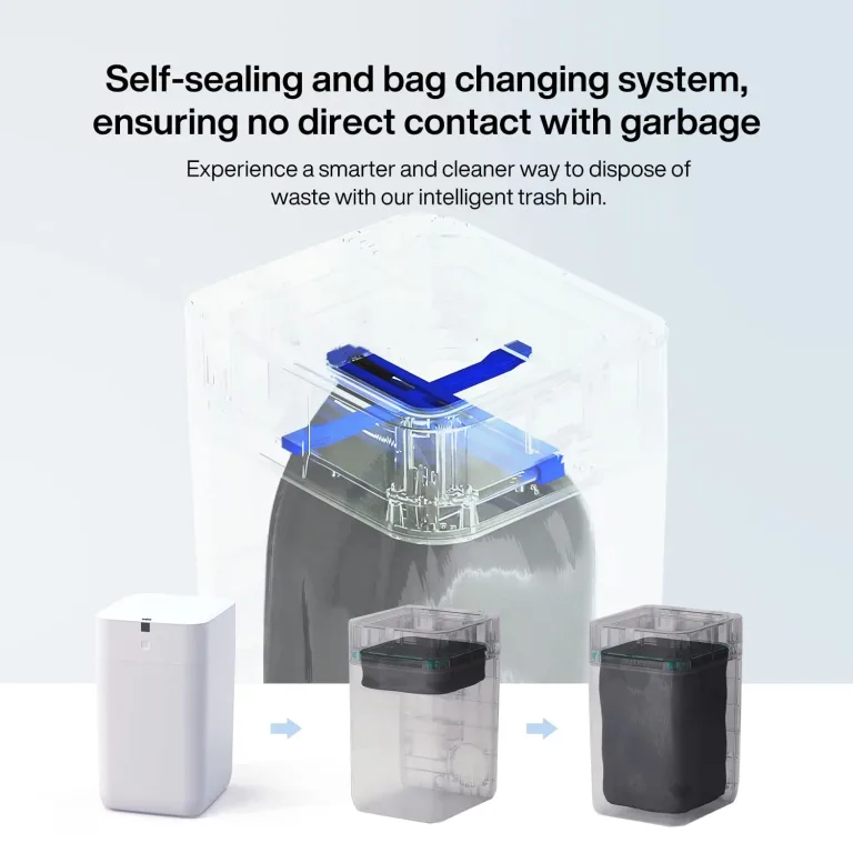 Airdeer Automatic Trash Can, 4 Gallon Self Sealing and Self-Changing Smart Trash Can, Motion Sensor, Touchless Garbage can with lid for Kitchen Bathroom Office, 6 Refill Rings(A1, Golden line), photo 3