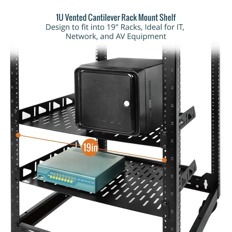 Tecmojo 1U Rack Shelf,19 inch Rack Shelf 10 inch Depth,Rack Mount Shelf with Anti-Slip Stops,Server Rack Shelf and Network Shelf for 19 in Equipments, 55lbs Capacity of Vented 1U Shelf,No Lip(2 Pack), photo 5